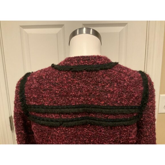 Nanette Lepore Purple Tweed Jacket W/ Black Fringe Trim, Size 6 - Picture 7 of 8